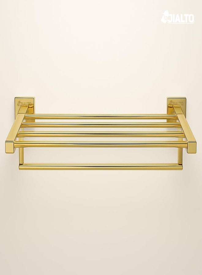 JIALTO Stainless Steel Folding 24 Inches Towel Rack for Bathroom - Durable, Stylish, Space-Saving Towel Holder & Stand - Perfect Bathroom Accessories Set for Home (Gold, Pack of 1) - Image 5